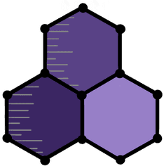 graphite company logo atoms technology purple